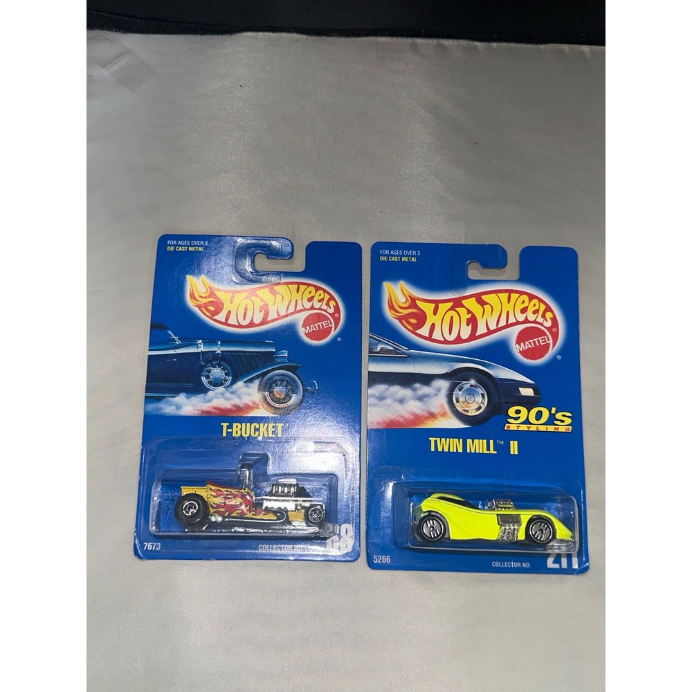 Hot Wheels T-Bucket 68 Twin Mill II 211 Vintage 1991 Diecast Car Lot 2pc Mattel